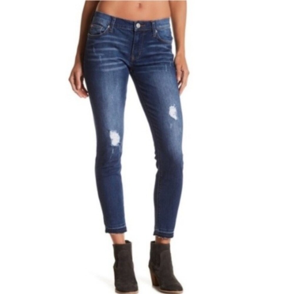 Hudson Natalie Midrise Ankle Blue Denim Jeans Size 27 Distressed Whiskering